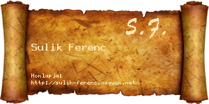 Sulik Ferenc névjegykártya